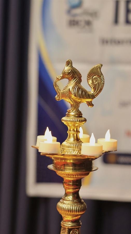 Traditional ceremonial lamp at the IBCN Launch Party, Canberra