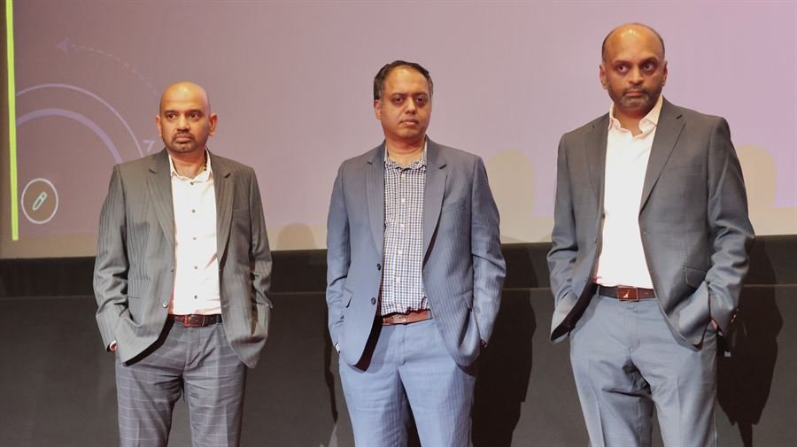 Hosts on stage at the IBCN Launch Party, Canberra